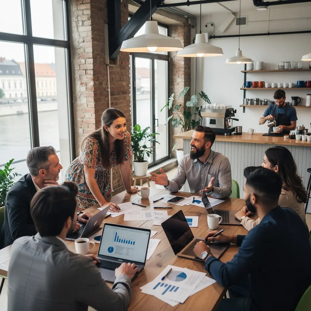 Családtagok közötti pénzügyi beszélgetés a költségvetés optimalizálásáról.