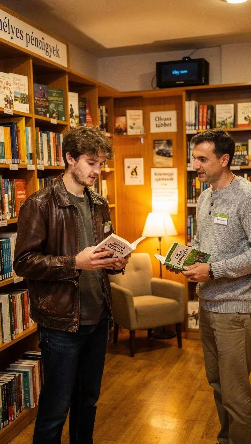 Takarékoskodási tippeket tartalmazó füzet, mellette egy zöld növény.